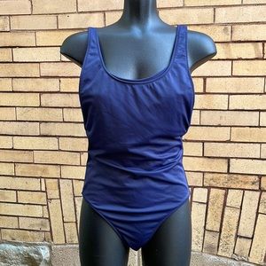 Athleta Navy One Piece Ruched Cutout Back Ruched Swimsuit Size 34D